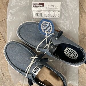 Hey Dude Denim Blue Chambray Shoes
